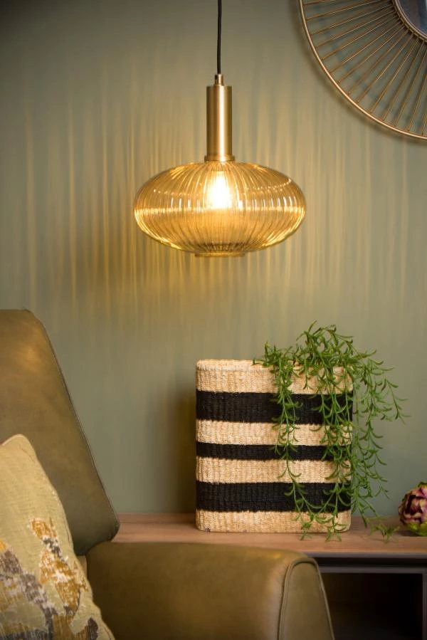 Lucide MALOTO - Pendant light - Ø 30 cm - 1xE27 - Amber - ambiance 2